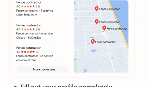 Google Map Pack results showing top-ranking local businesses for a service search